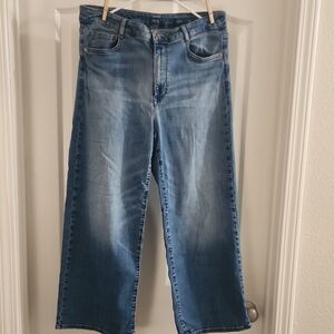 J Jill High Rise Full Leg Crop Jeans, Size 14 Faded Denim